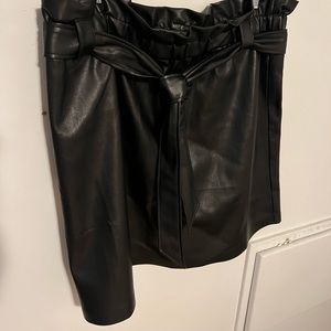 NWOT! Black paper bag faux leather skirt.